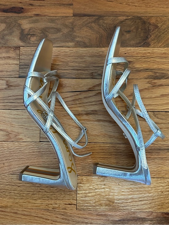 Sam Edelman Metallic Silver Strappy Square-Toe Sandals main image 1